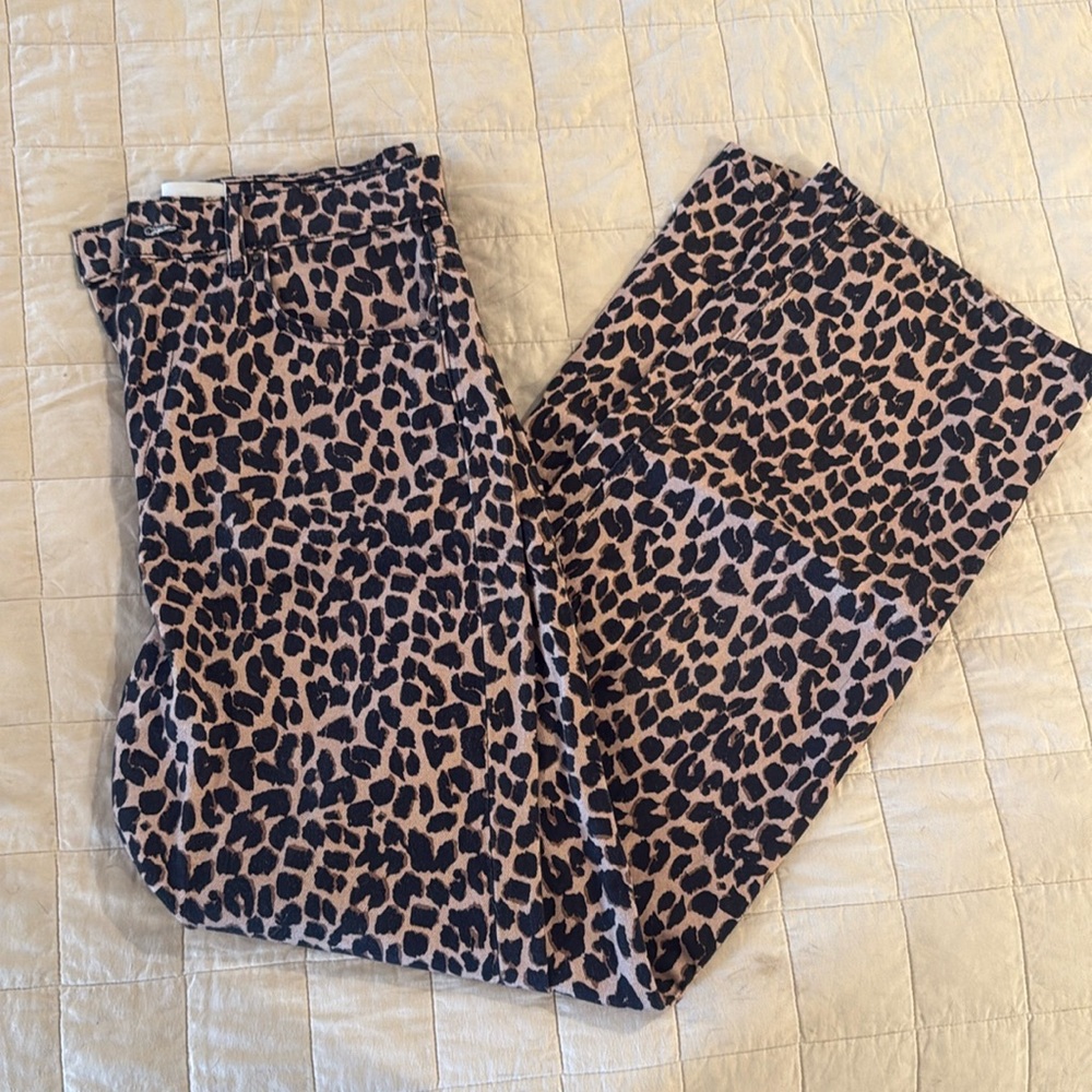 Reformation Leopard Print Jeans - Black and Tan